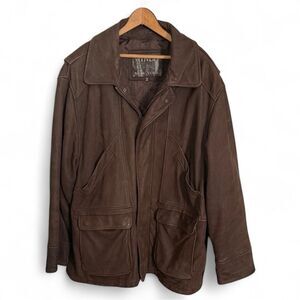 Winlit New York 90s Vintage Brown Heavyweight Thick Genuine Leather Coat